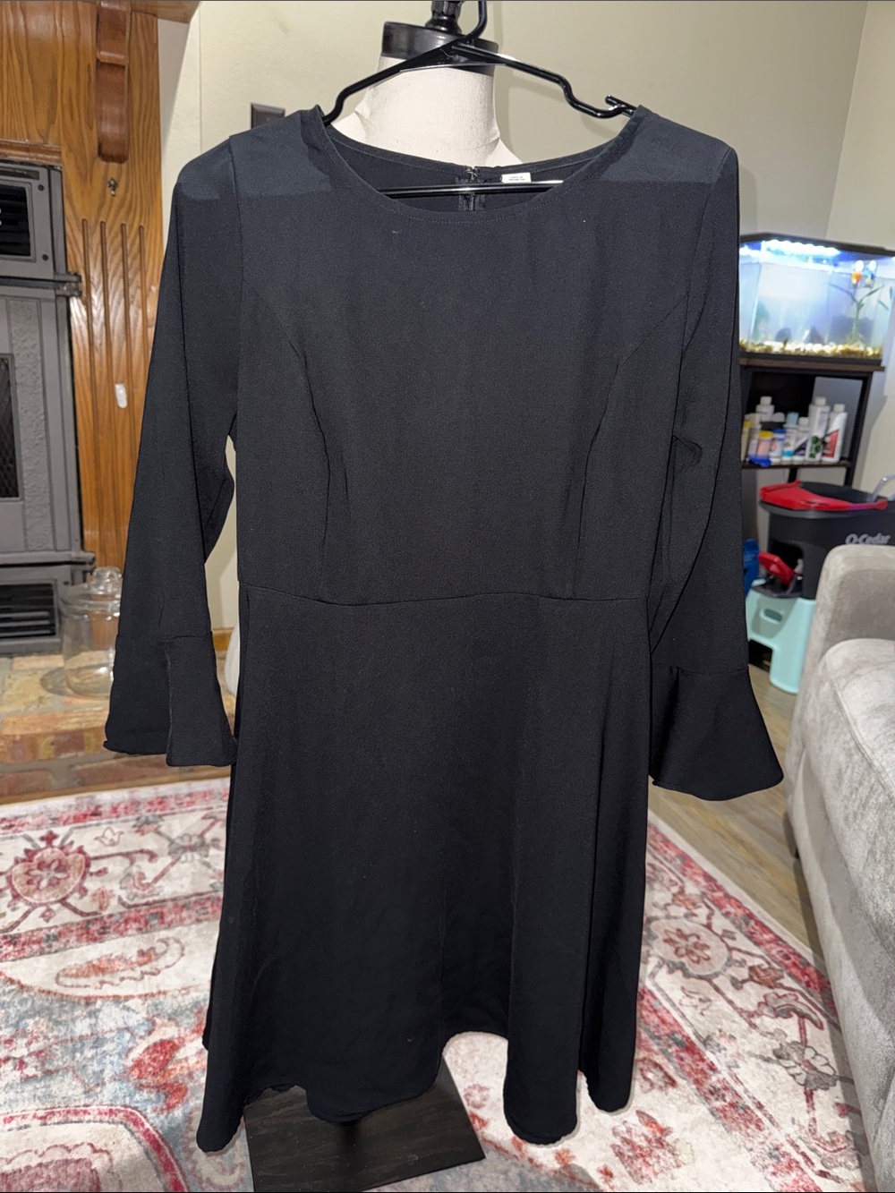 Old Navy Black Long Sleeve A-Line Dress